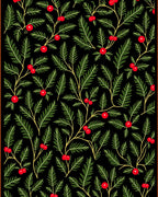 Black Evergreen Holly Berry Garland Rug