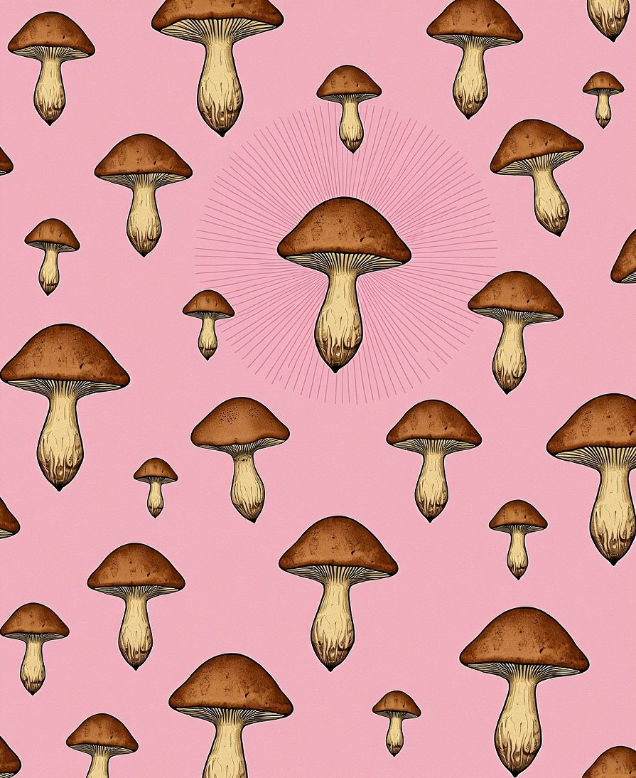 Whimsical Mushroom Pattern Design Rug