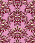 Ornate Floral Damask Pink Pattern Rug