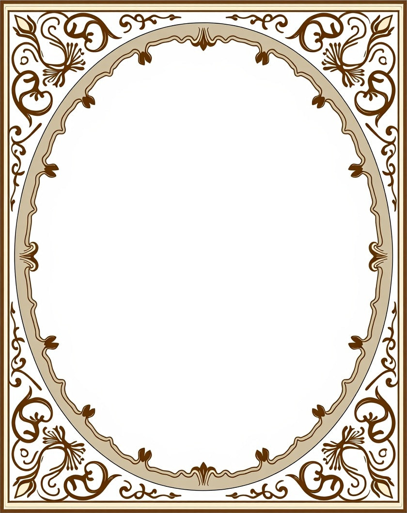 Ornate Scrollwork Classic Border Rug