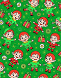 Holiday Elves with Gifts and Stars Rug