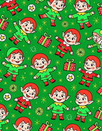 Holiday Elves with Gifts and Stars Rug