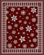 Winter Snowflakes Tartan Border Design Rug