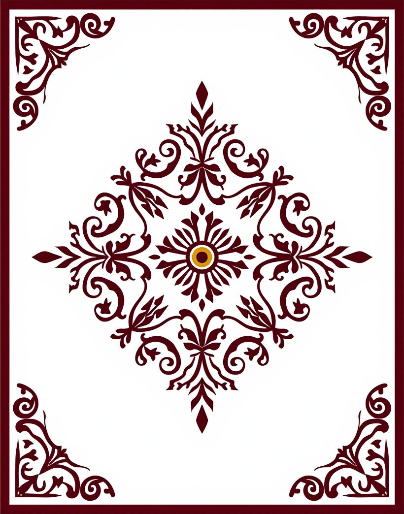Ornate Floral Scrollwork Design Rug
