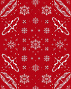 White Snowflake Patterned Red Rug