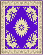 Ornate Floral Center With Border Design Rug