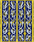 Ornate Dark Blue Yellow Floral Pattern Rug