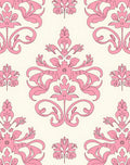 Elegant Pink Floral Damask Pattern Rug