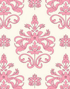 Elegant Pink Floral Damask Pattern Rug