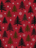 Red Evergreen Snow Pattern Rug