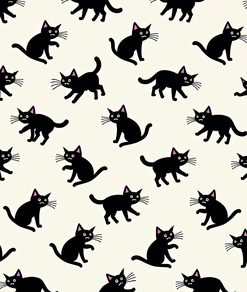 Black Cat Patterned Whimsical Rug