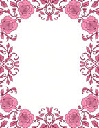 Whimsical Pink Floral Border Rug