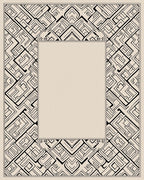 Abstract Black Geometric Maze Pattern Rug