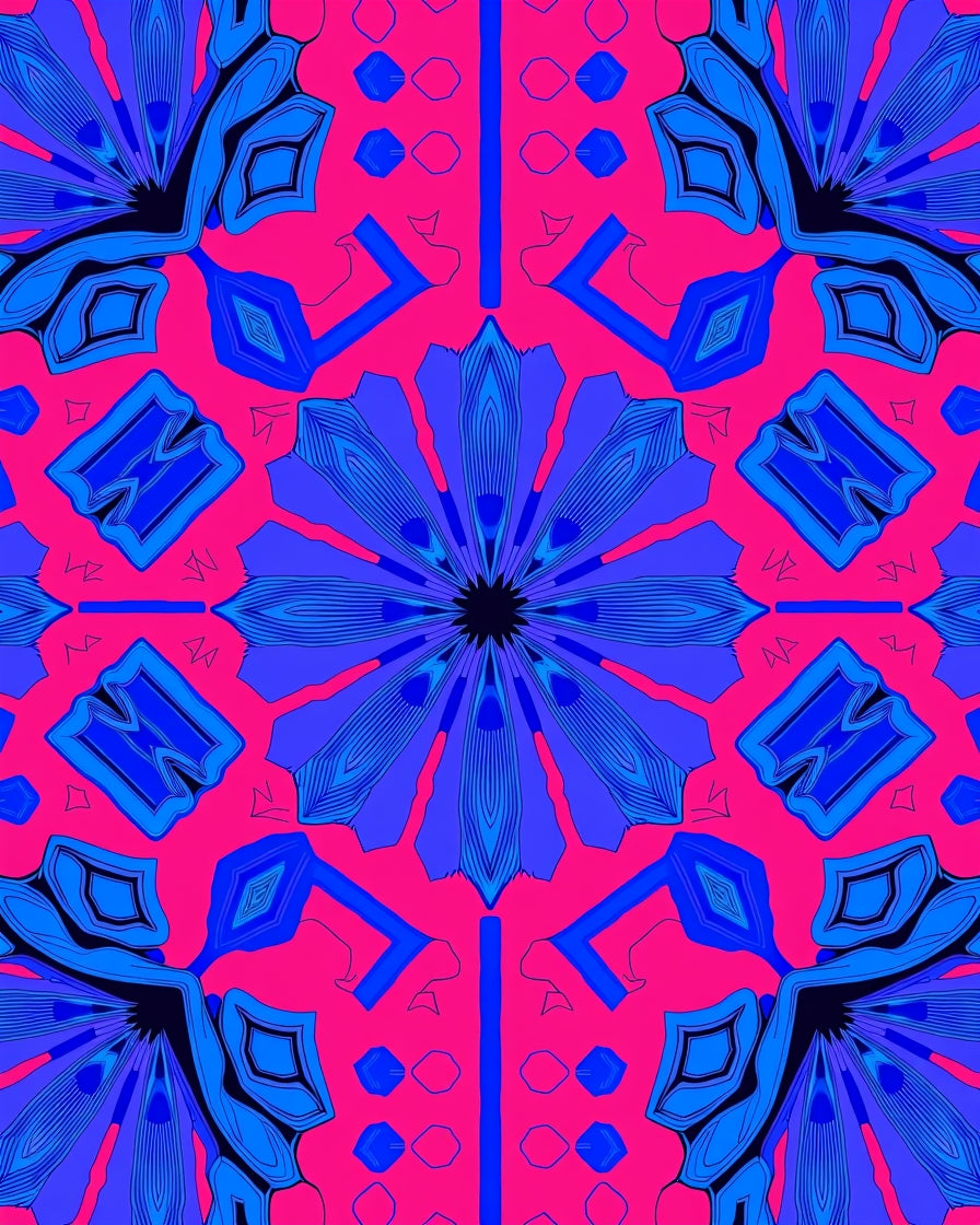 Vibrant Abstract Geometric Floral Pattern Rug