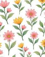 Pink and Yellow Floral Pattern Rug
