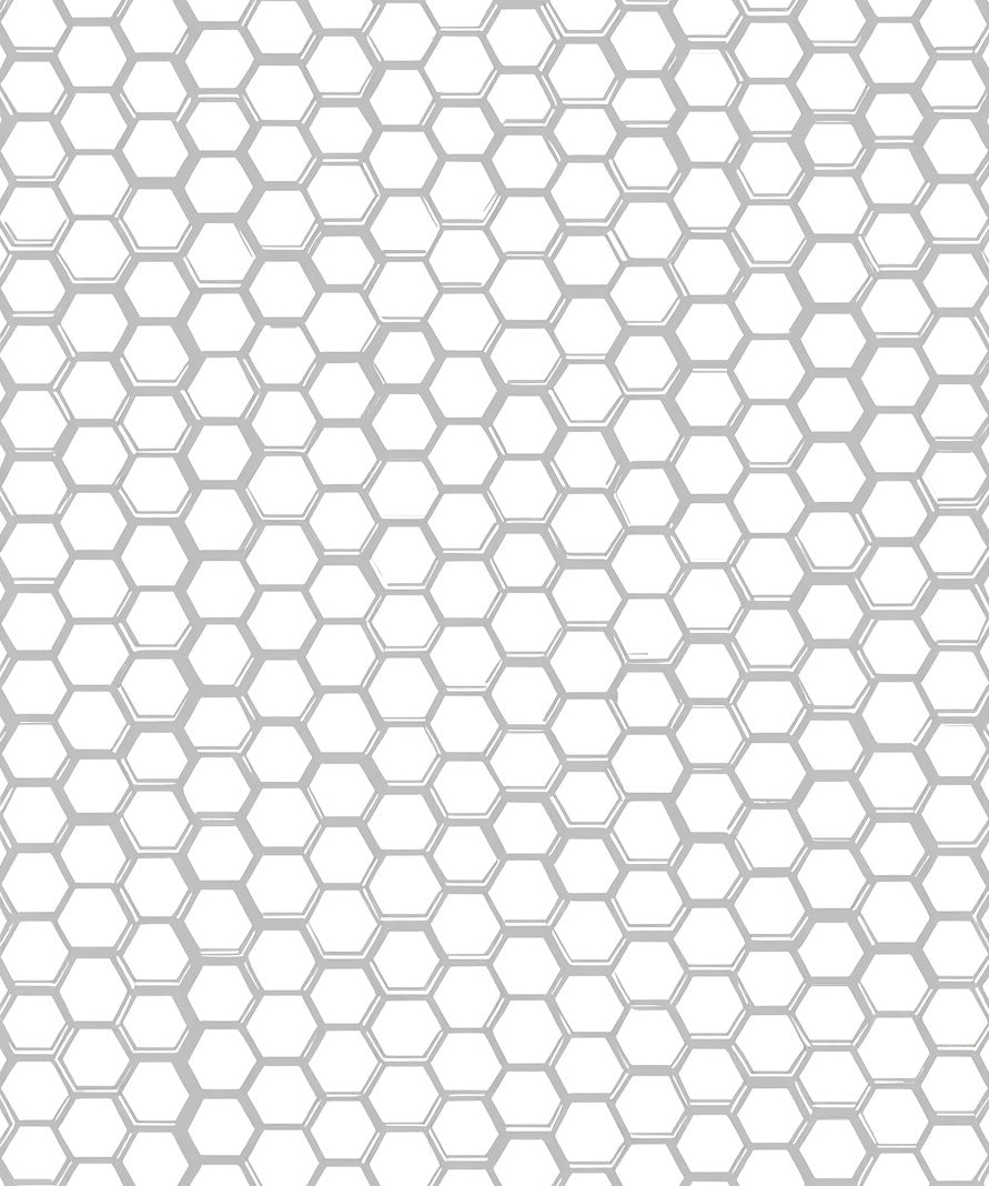 Modern Grey Hexagonal Grid Rug