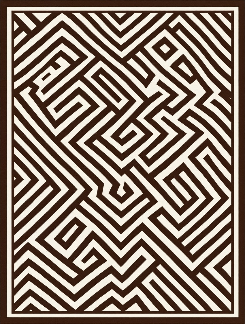 Complex Abstract Maze Pattern Rug