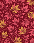 Crimson Vine Leaf Pattern Rug