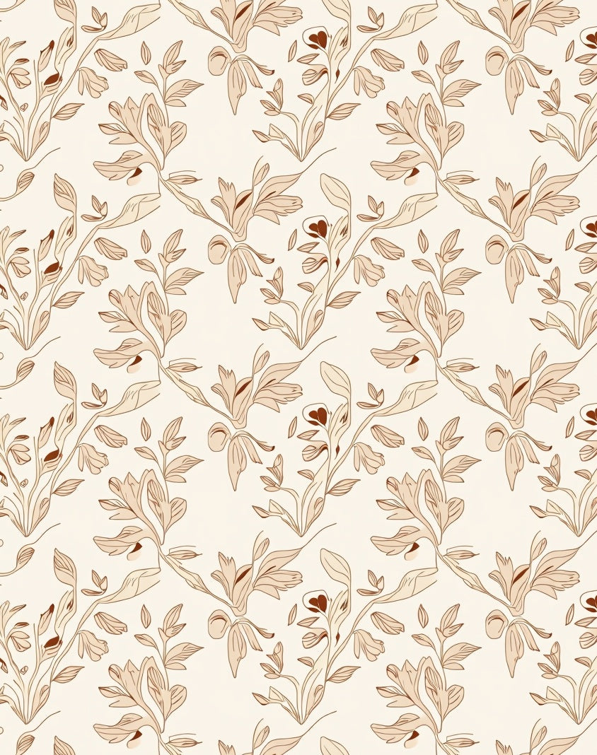 Brown Floral Vine Abstract Pattern Rug