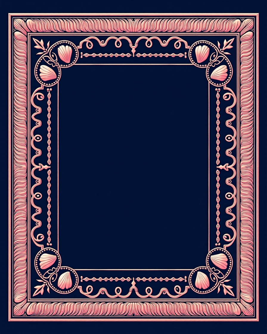 Coastal Shell Detailed Ornate Border Rug