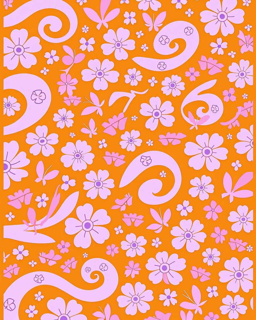 Retro Floral Swirl Pattern Rug