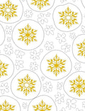 Gold Snowflake Graphic And Flower Outline Rug