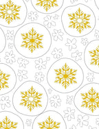 Gold Snowflake Graphic And Flower Outline Rug