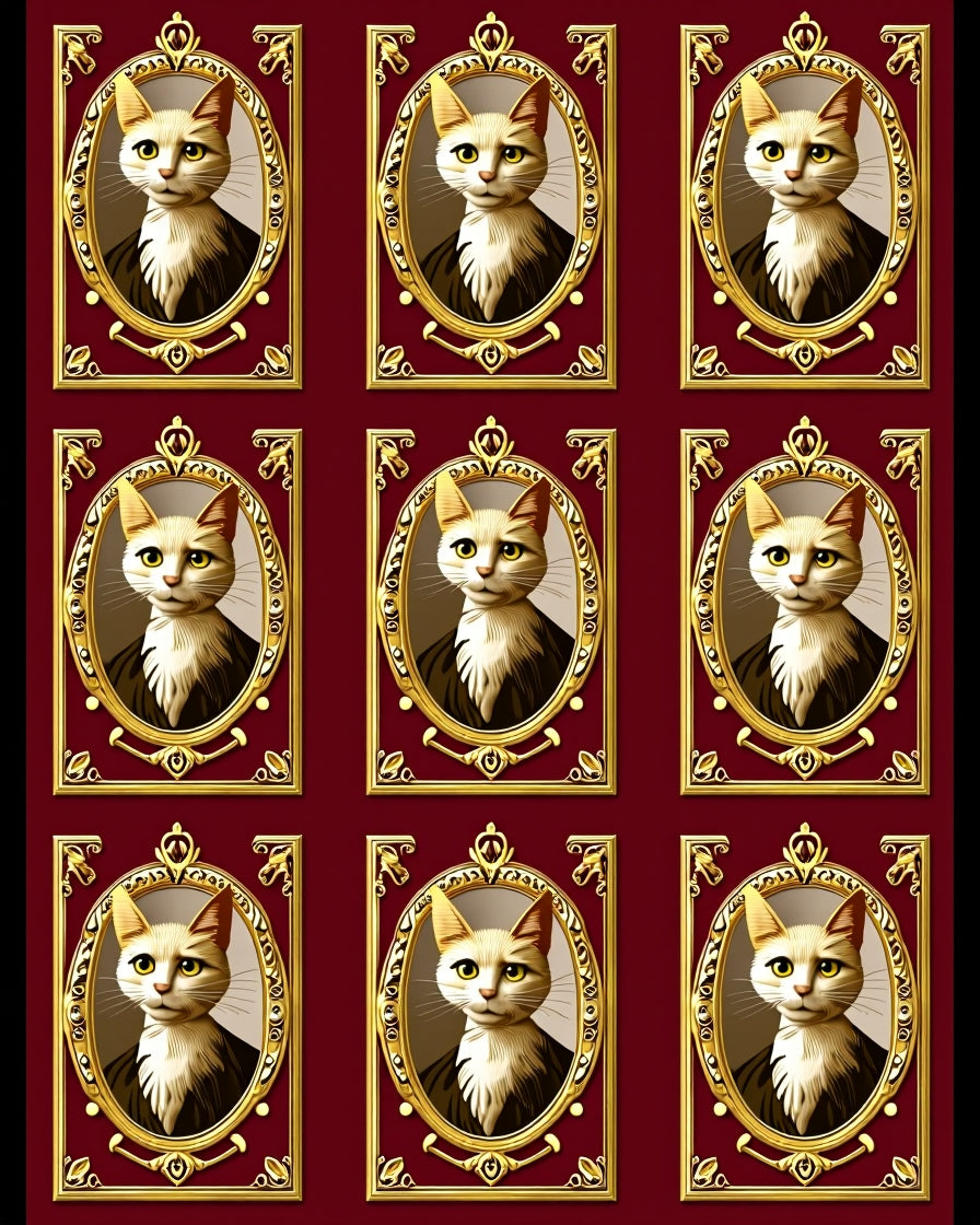 Ornate Royal Portrait Cats Design Rug