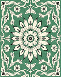 Green Floral Medallion Pattern Rug