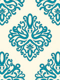Teal Damask Flourish Pattern Rug