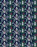 Dark Blue Floral Whimsical Pattern Rug