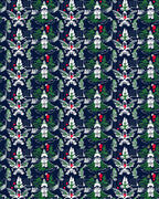 Dark Blue Floral Whimsical Pattern Rug