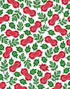Red Elongated Floral Pattern Rug