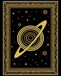 Striking Saturn and Stars Pattern Rug