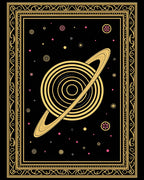 Striking Saturn and Stars Pattern Rug