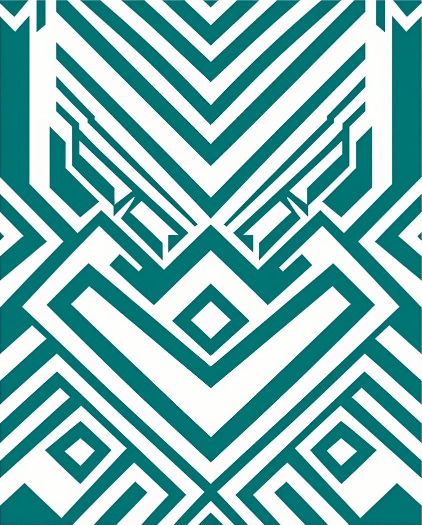 Teal Diamond Geometric Abstract Rug