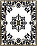 Elegant Black Cream Floral Medallion Rug