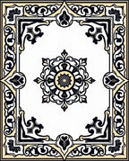 Elegant Black Cream Floral Medallion Rug