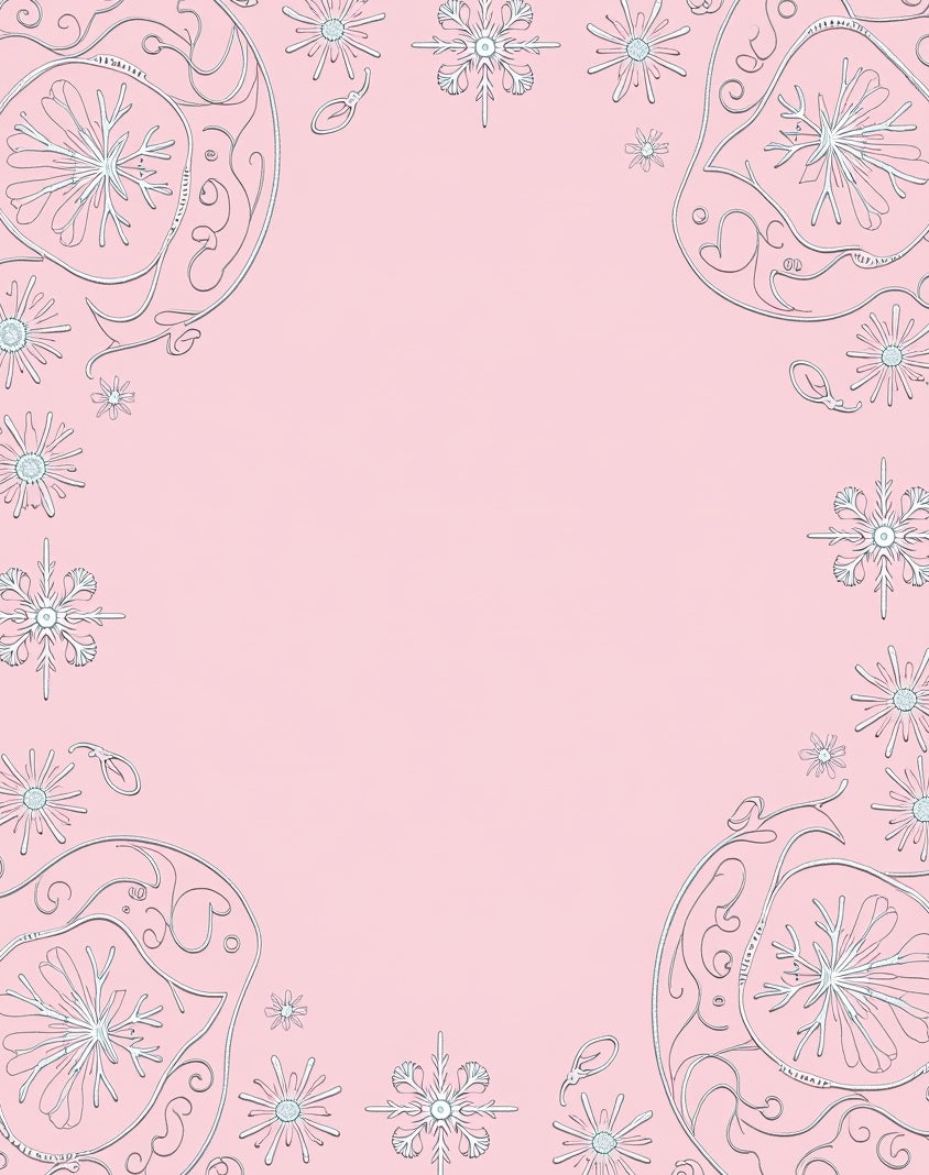 Pink Snowflake Swirl Border Elements Rug