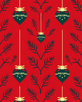 Red Evergreen And Hanging Ornament Pattern Rug