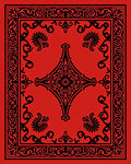 Bold Red Black Ornate Scroll Rug