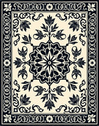 Classic Floral Medallion Black Design Rug