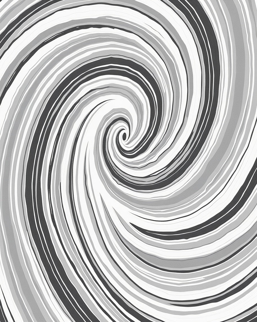 Swirling Gray Tone Striped Design Rug