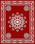 Red Snowflake Patterned Traditional Rug
