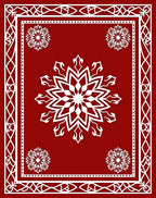 Red Snowflake Patterned Traditional Rug