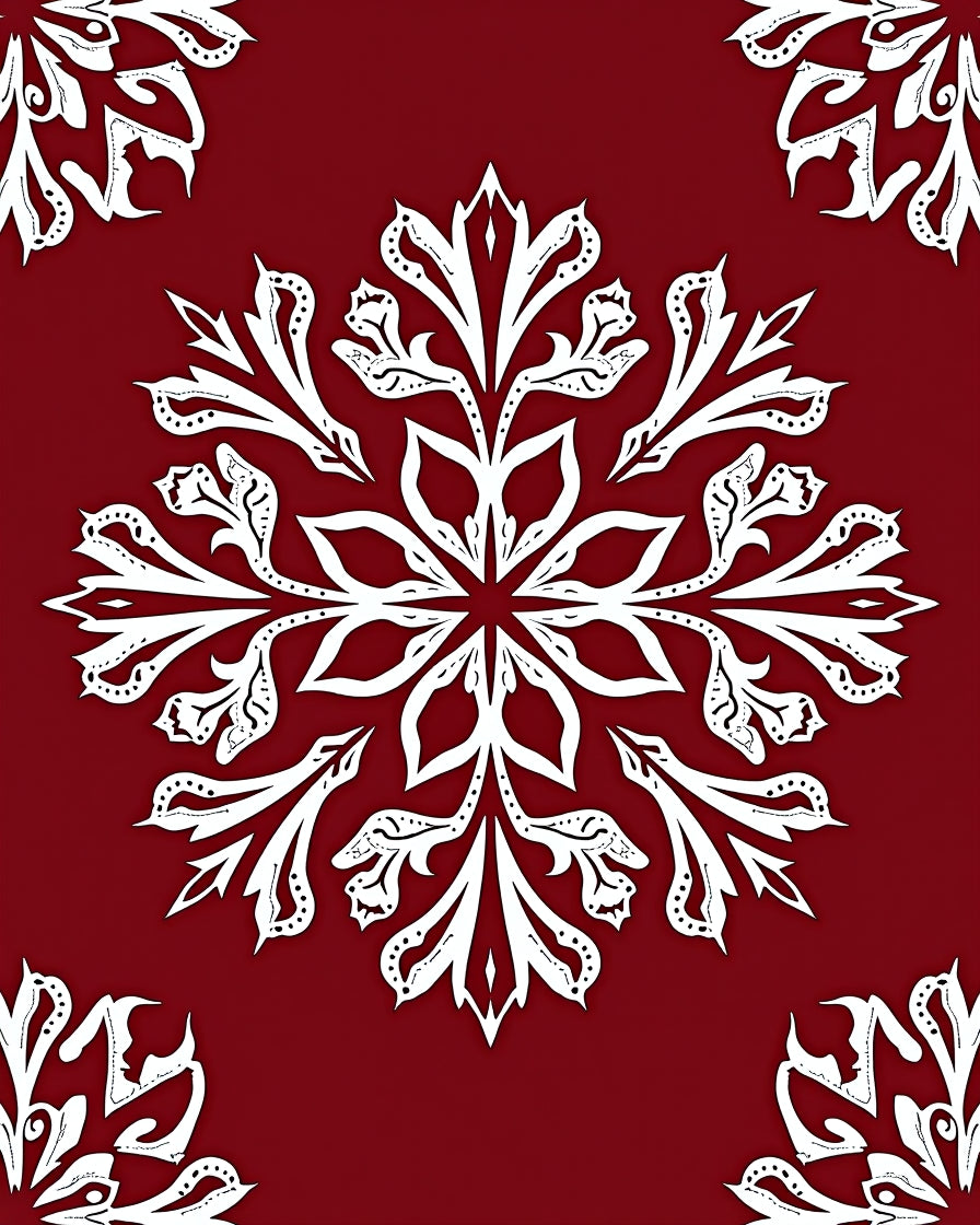 Symmetrical White Floral Mandala Pattern Rug