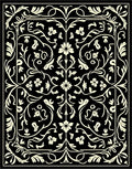 Cream Floral Swirls Black Elegance Rug