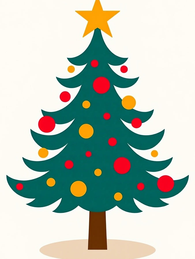 Festive Christmas Tree With Ornaments Design Rug