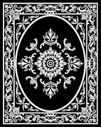 Classic Black Oval Floral Center Rug