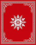 Red White Snowflake Floral Border Design Rug